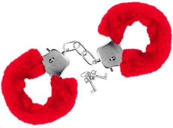 Menottes fourrure rouge de poignets avec sécurité