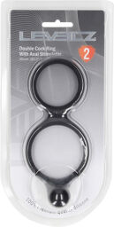 Cockring double en silicone avec stimulateur anal - Noir