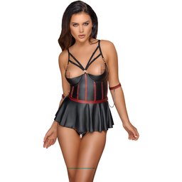 Cottelli Bondage Nuisette de Bondage à Bonnets Ouverts avec Attaches