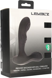 Masseur prostatique en silicone vibrant et tapant avec stimulateur de boule - Noir