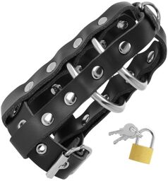 Cage de chastete en cuir avec serrure