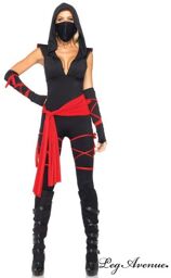 Costume 5 pièces La Ninja Mortelle Noir et rouge