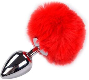 Plug anal en métal Fluffy L Rouge