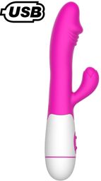 Vibromasseur rabbit USB rose avec gland 30 programmes
