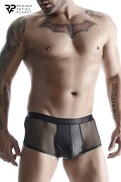 Boxer noir wetlook et mesh - 17537 Noir