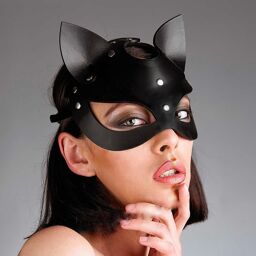 Masque Catwoman Cuir Noir Noir