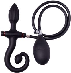 Plug Anal Gonflable avec Poignée et Pompe - Noir