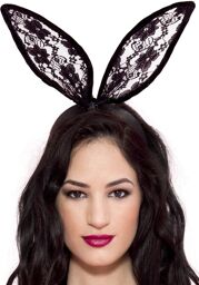 Petite oreilles de lapine en dentelle Noir