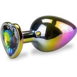 Bijou anal rosebud cœur arc-en-ciel M