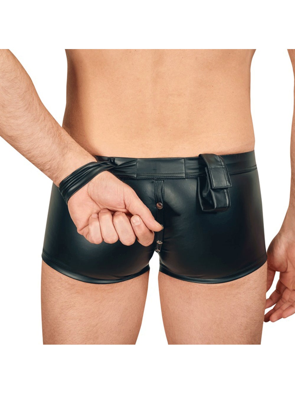 Boxer Simili Cuir Avec Menottes Noir