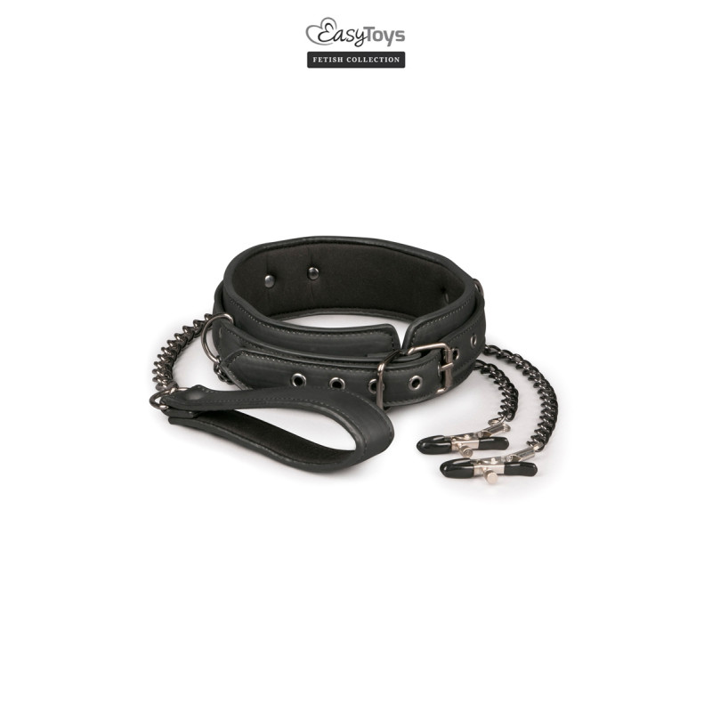 Collier cuir avec chaînes de seins