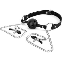 Bâillon Boule avec Pinces à Tétons