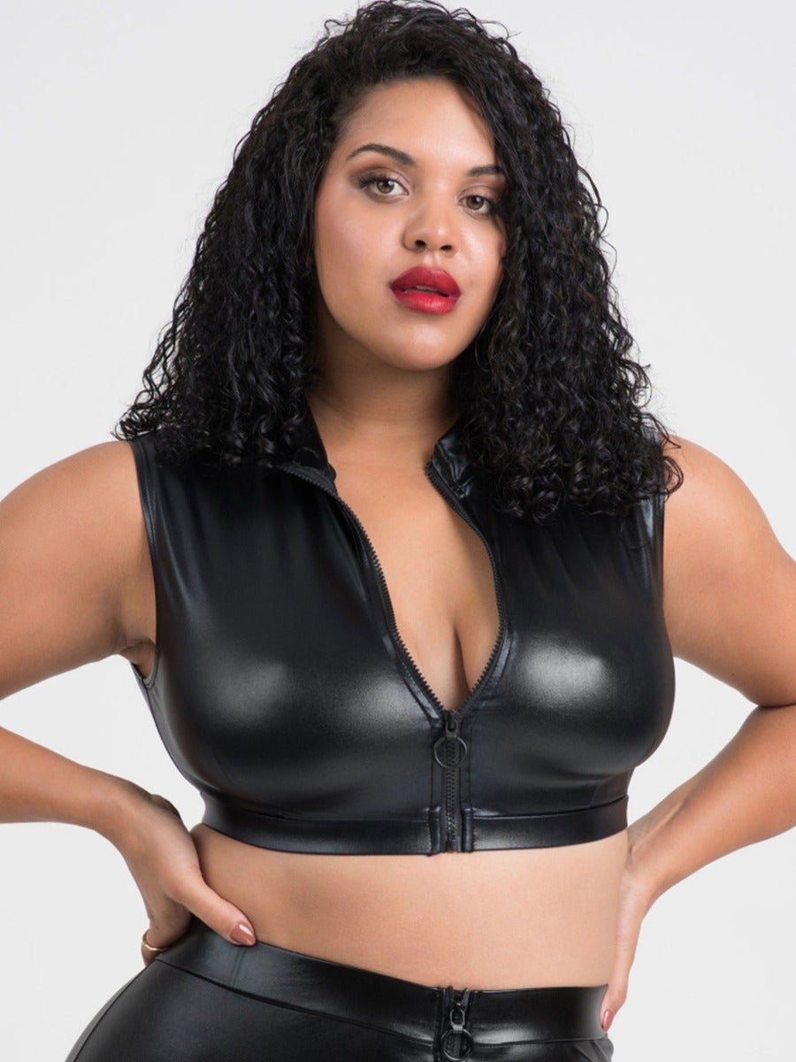 Crop top Fierce wetlook noir GT