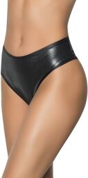 Mapalé String bande large en wetlook noir, taille haute, tissu fronçé à l'arrière Noir