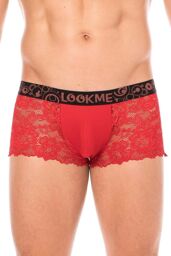 Boxer rouge en dentelle délicate - LM2006-67RED Rouge