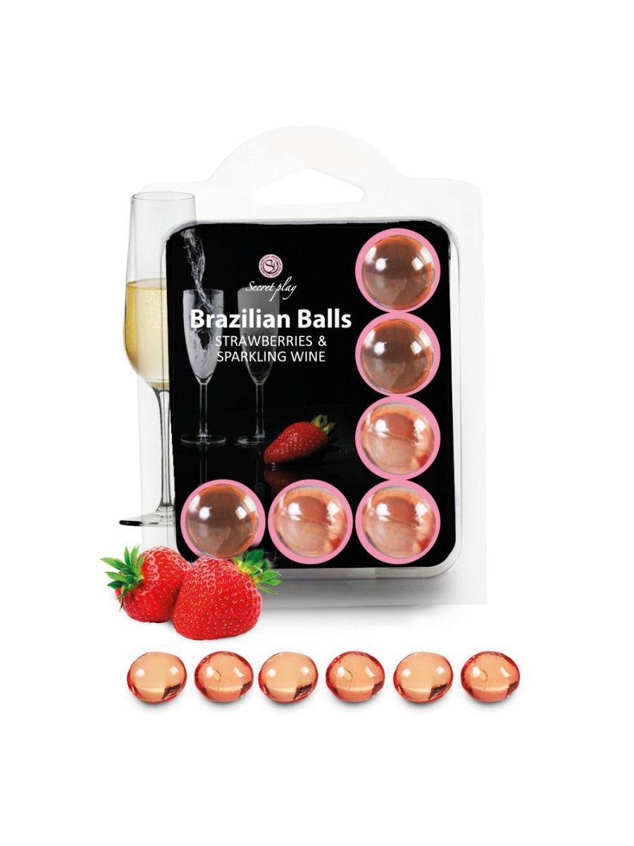 Boules de Massage Aromatisées Brazilian Balls x6 vin pétillant et fraise