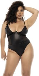 Bodystring Bibi grande taille en wetlook noir Wetlook noir