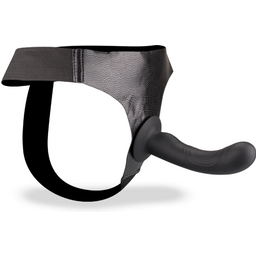 Gode harnais noir silicone doux courbé 15,0cm