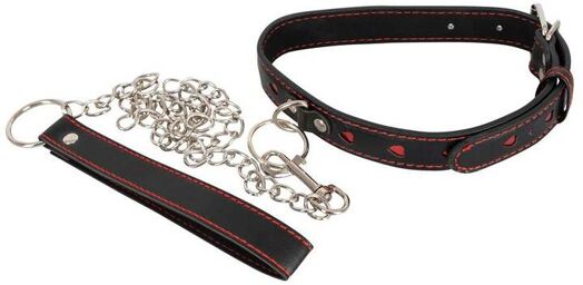 Collier & Laisse Coeurs Noir