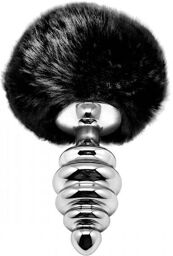 Plug anal en métal Fluffy Twist M Noir