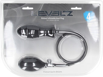 Plug anal en silicone gonflable à stries - Noir