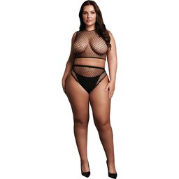 Ensemble 2 Pièces Crop Top et Culotte Résille Grande Taille