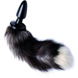- Plug Anal Queue de Renard - Noir/Blanc