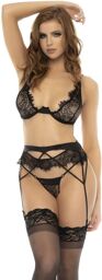 Ensemble 3 pièces Palma en dentelle noir Noir