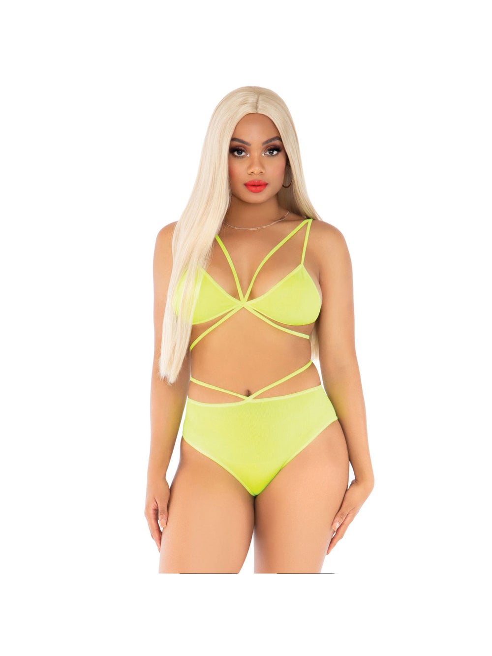 Ensemble 2 Pièces 81602 Lanières Jaune Fluo