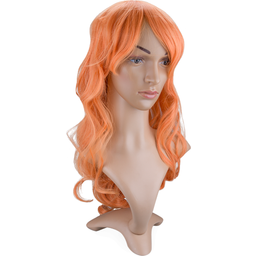 Perruque cheveux roux longs et ondulés avec frange