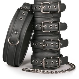 EasyToys - Coffret bondage collier et menottes - Noir