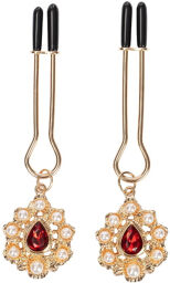 Pinces à tétons avec bijoux dorés