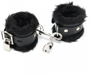 Menottes chevilles avec cadenas et fourrure