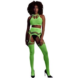 Glow in The Dark Neon Crop Top et Bas Vert Fluo