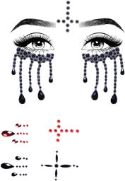Autocollant Bijoux de Visage Adhesive Face Jewels Sticker Black, Red