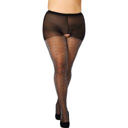 Silverdust Collants Lurex Ouverts à Pois Grande Taille