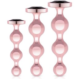 - Ensemble de Plugs Anaux en Métal 3 Pièces - Or Rose