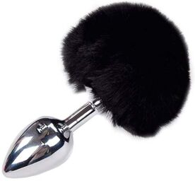 Plug anal en métal Fluffy M Noir
