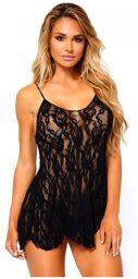 Nuisette en Dentelle Transparente 8717 Sexy Noire Noir