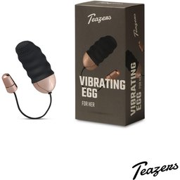 - Œuf vibrant nervuré de forme aplatie avec télécommande - Noir