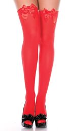 Bas opaques rouges noeuds satinés rouges - MH4742RED Rouge