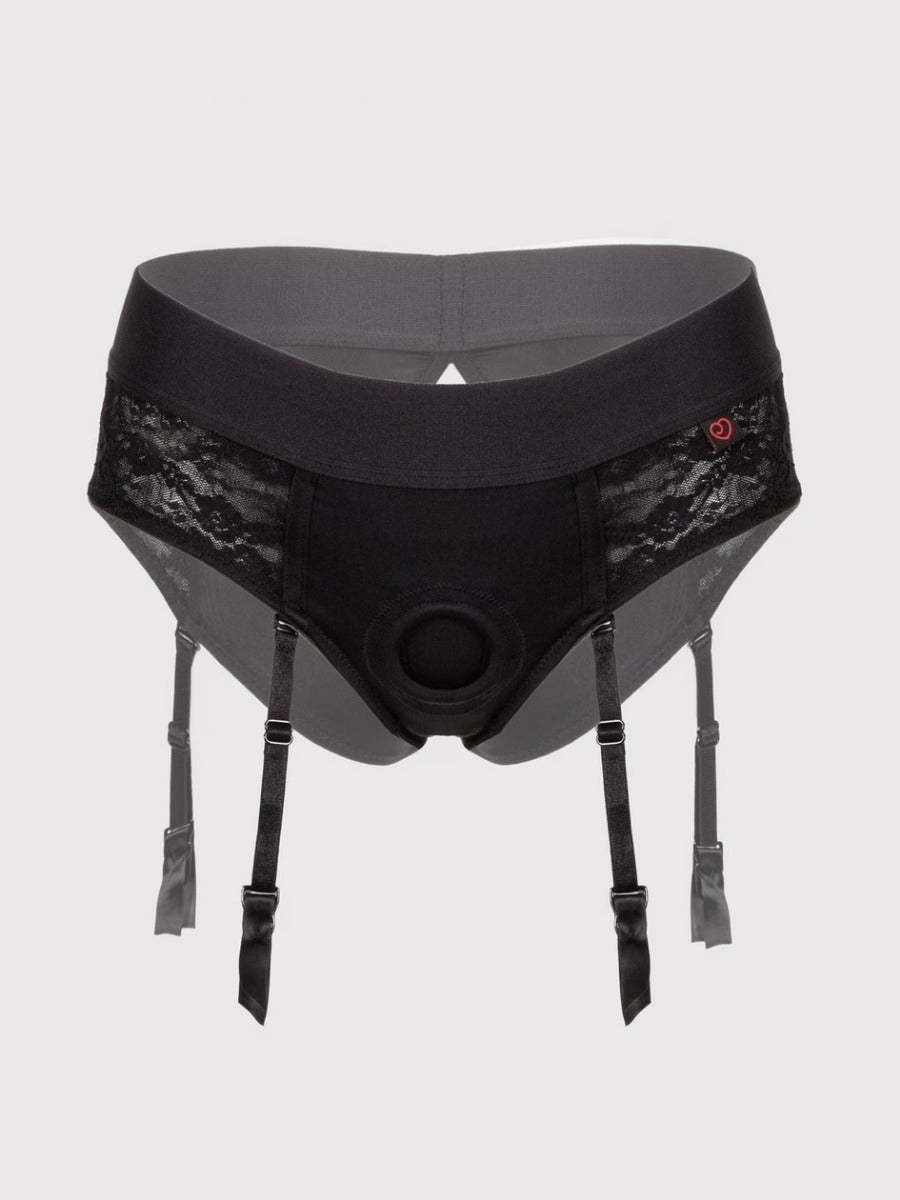 Lovehoney Culotte harnais unisexe en dentelle, ouverte à l'entrejambe -XXL