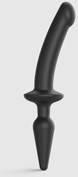 Plug-In Switch Semi-Réaliste Gode & Plug Anal 2-en-1 Taille S - Noir