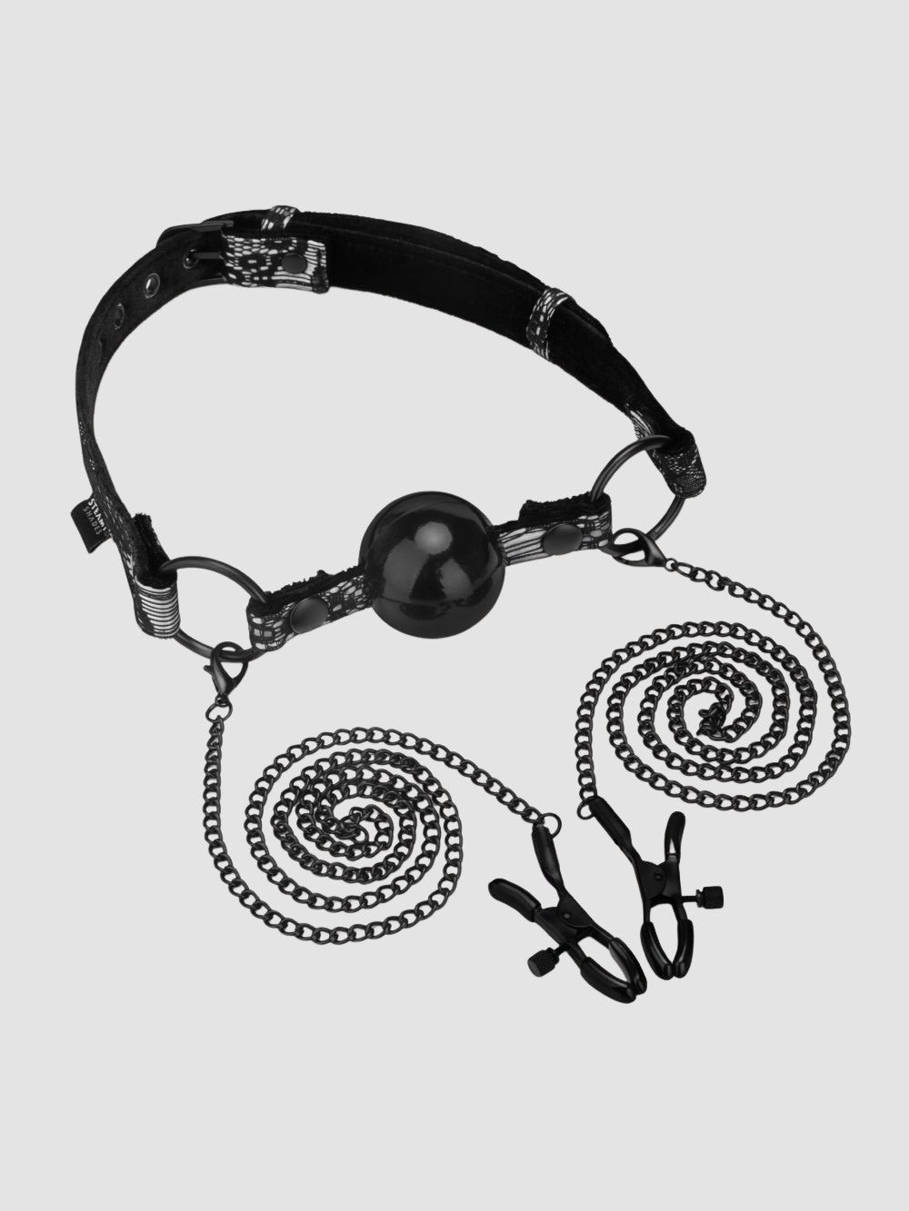 Bâillon boule et pinces à tétons Nipple Clamps