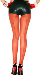 Collant rouge nylon coutures Rouge