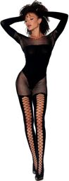 Bodystocking manches longues effet body et bas noir - DG0443BLK Noir