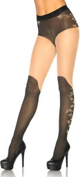Collant transparent avec bottes au-dessus du genou Nude, Black