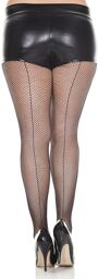 Bas grande taille résille noirs large jarretières dentelle - MH920XBLK Noir