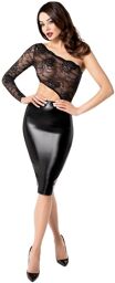 Robe mi-longue Erotica F339 wetlook et dentelle Noir