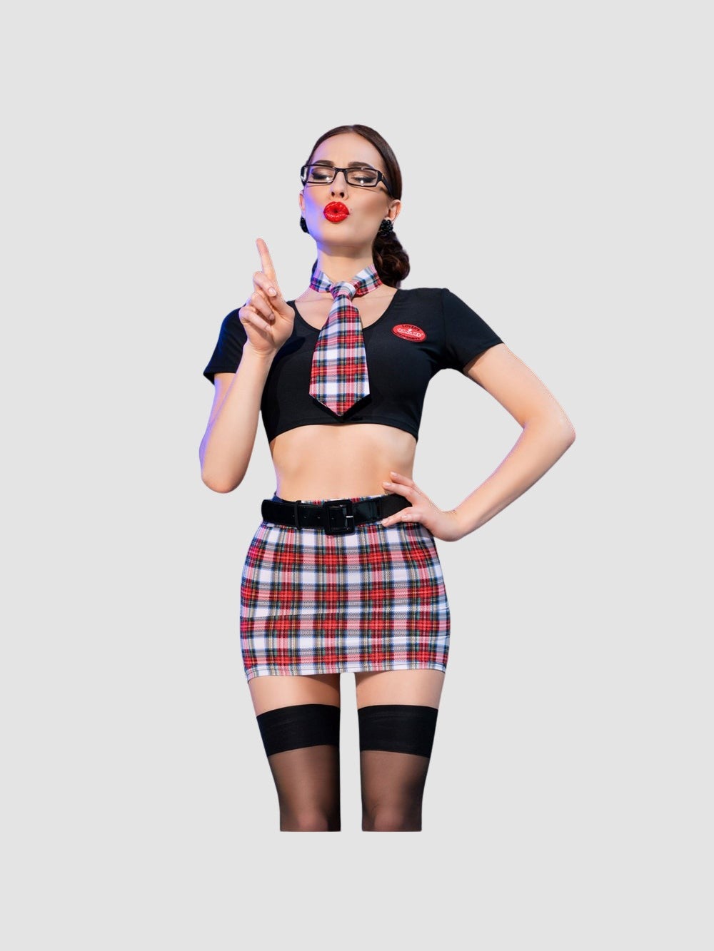 Costume Étudiante 6 Pièces CR4425 Rouge & Noir